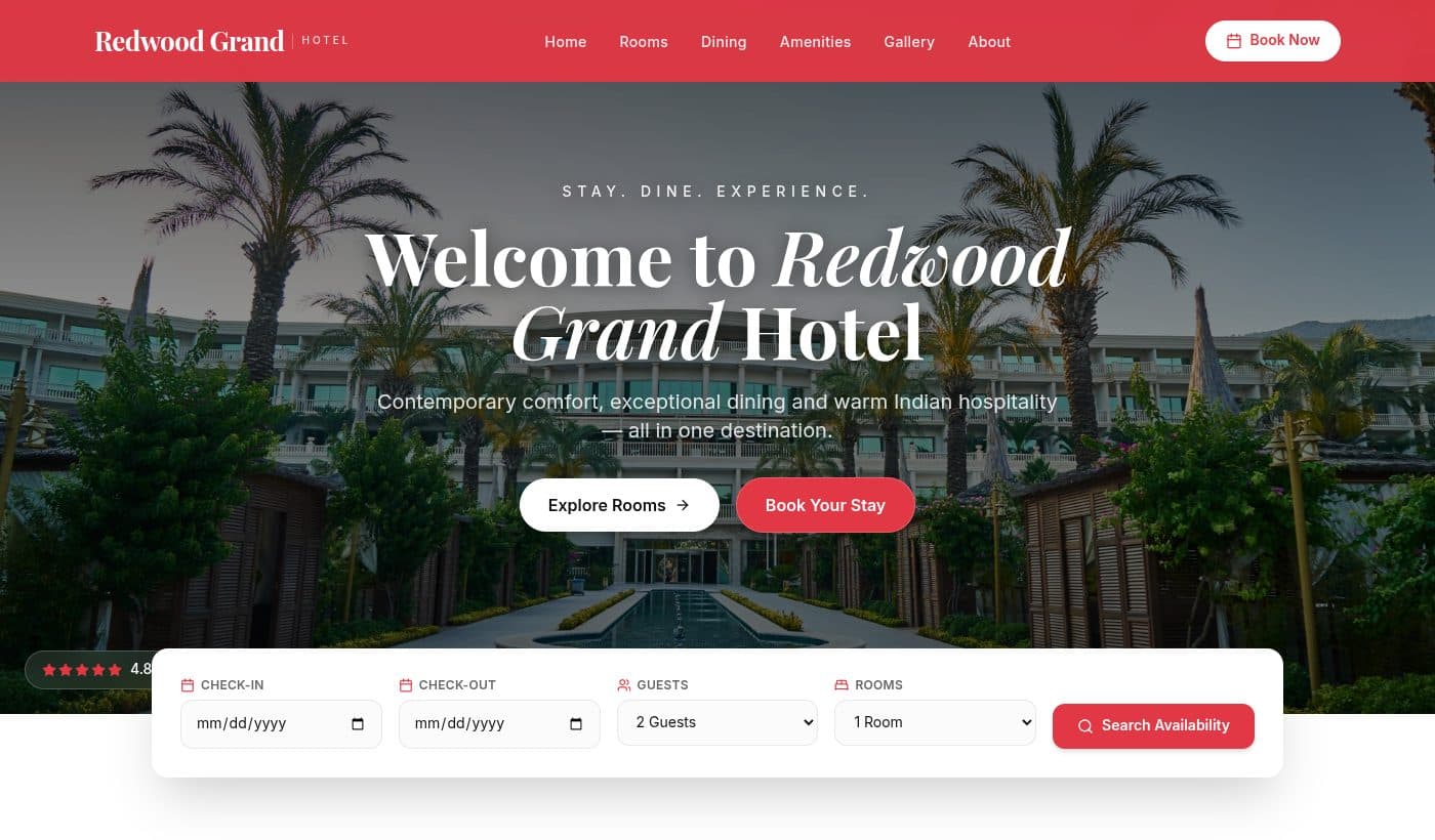 Preview of the Redwood Grand Hotel website